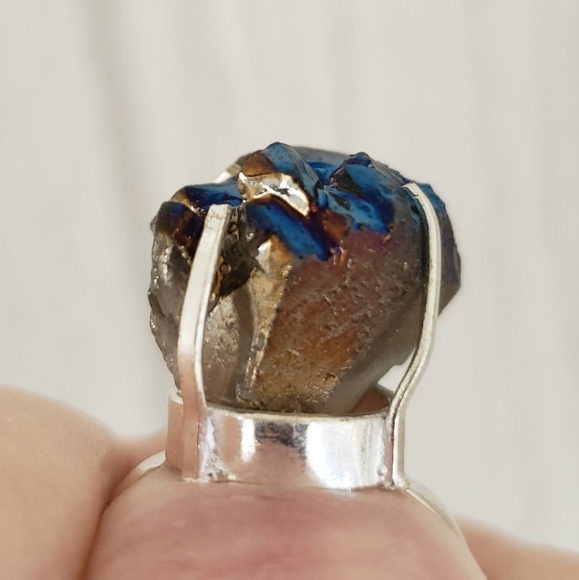 New Titanium Druzy 925 Silver Ring. - Picture 8 of 9